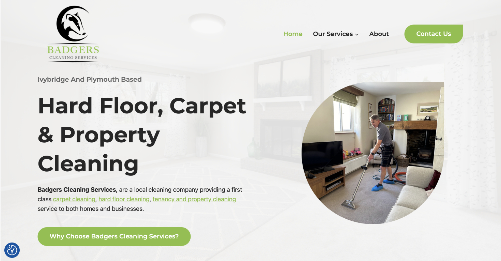 Home page screenshot from badgerscleaningservices.co.uk