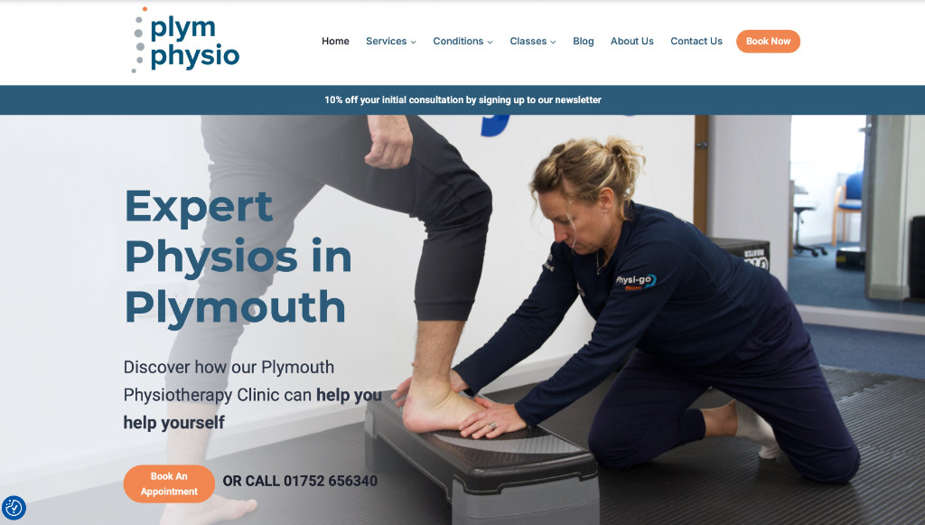 Physiotherapist website design for Plym Physio in Plymouth