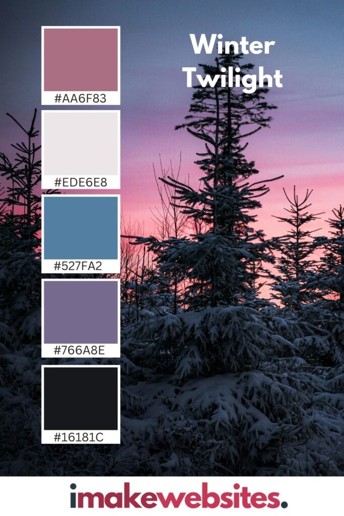 winter twilight colours such as deep blue and purple for winter colour palette inspiration