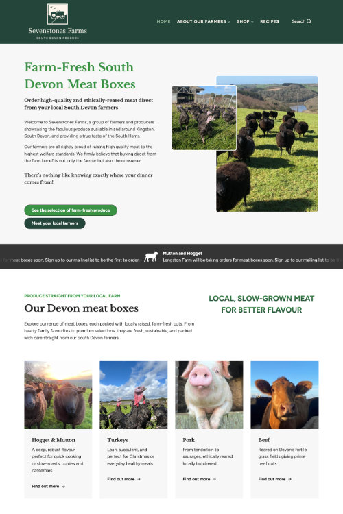 Sevenstones Farms website